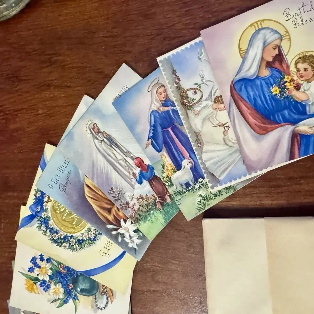 Vintage 1940s-50s Catholic Rosary Cards Dominican Fathers 12 Cards 9 Envelopes
